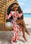 Polka-Dot Floral-Print Puff Sleeves Tunicshang Cover-Ups