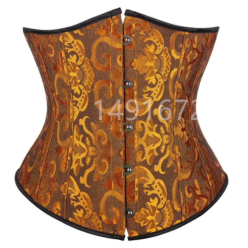Corset Underbust Top Body Shaper for Wome Waist Cincher Sexy Gothic Plus Size Corpete Corselet Fashion Black White Red Blue Rose