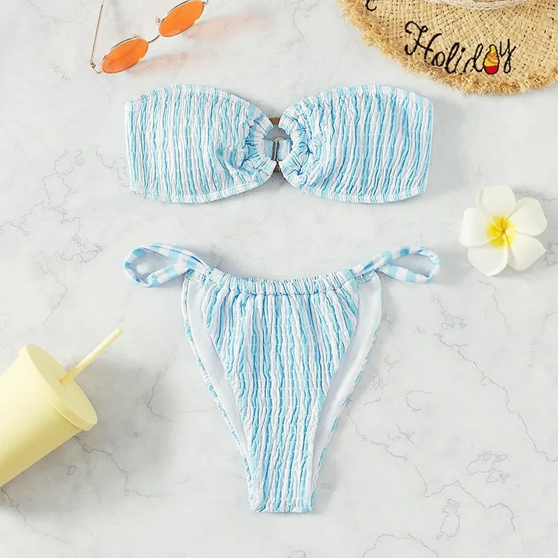 Peachtan high cut bikini set micro swimsuit women bandeau bathing suits swimwear conjunto biquinis feminino trajes de ba&ntilde;o mujer