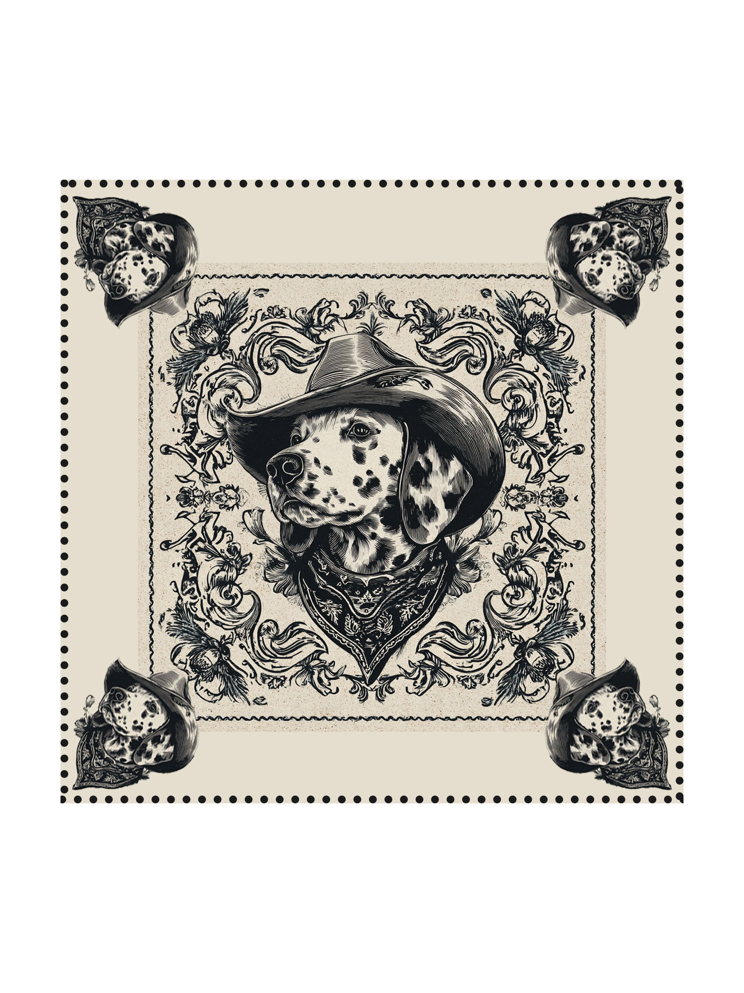 Retro Cowboy Dog- Cotton Bandana