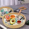 Wooden Butterfly Diamond Painting Serving Tray with Handle for Coffee Table