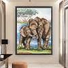 >SALE<Full Embroidery Eco-cotton Thread 11CT Printed Elephants Cross Stitch 50x65cm