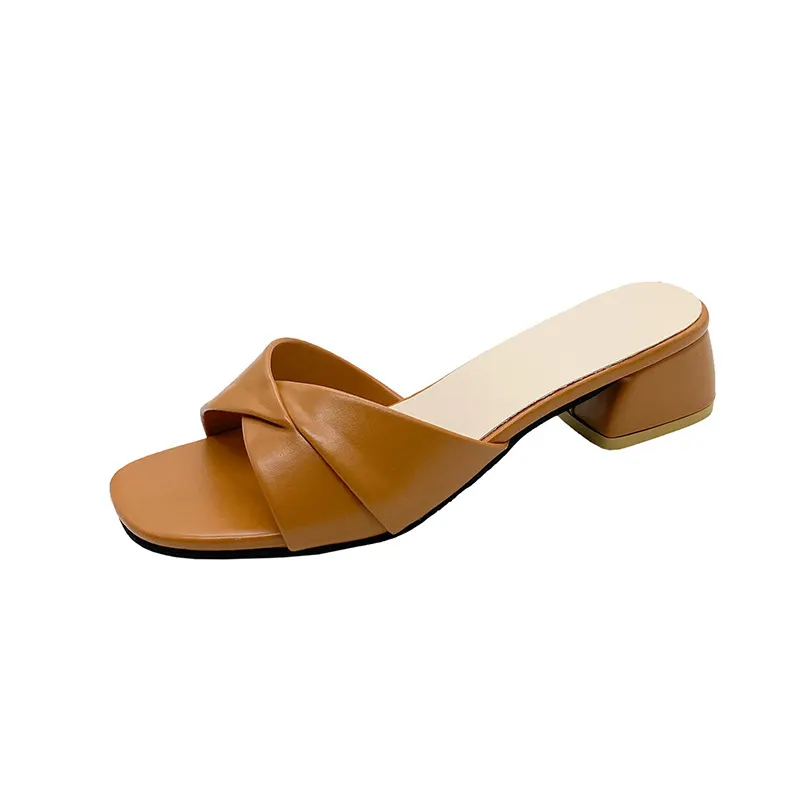 Breakj Breakj Small Square And Slippers Women 2025 Summer New Korean Version Of The Word Slippers Women's Literature And Art Simple External Wear Temperament