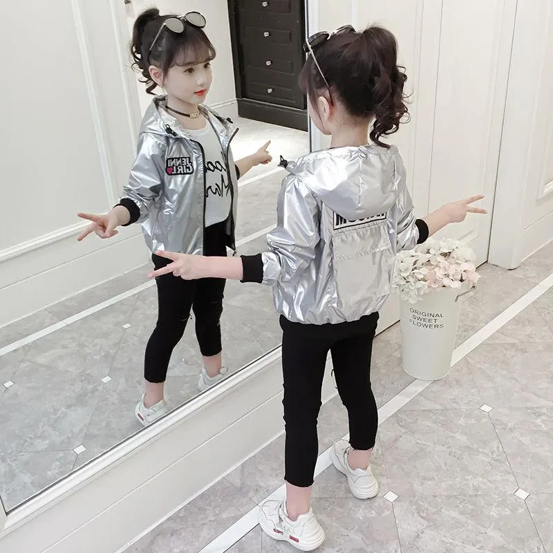 INS HOT girls jacket 4-13 years old Labeling letter hoodies spring and autumn coat online celebrity clothes Bright color