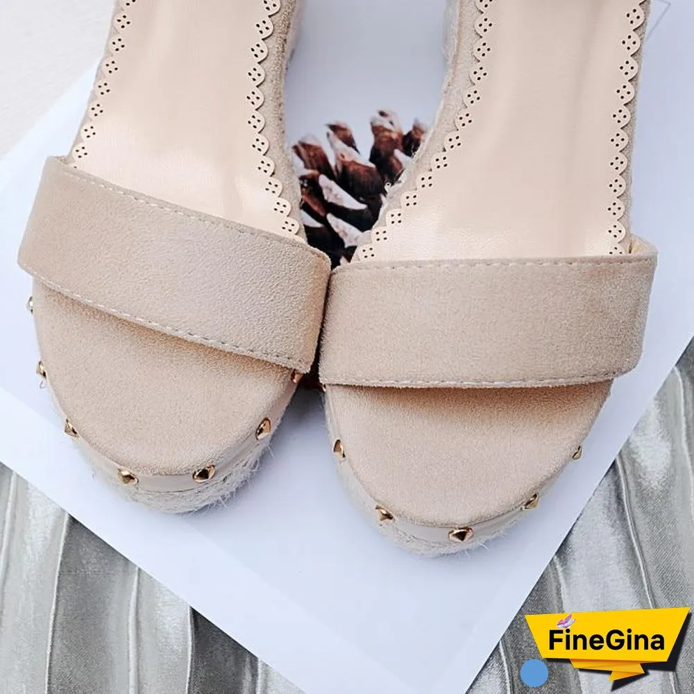 Women Platform Sandals High Heels Ankle Strap Sandals Rivet Casual Shoes