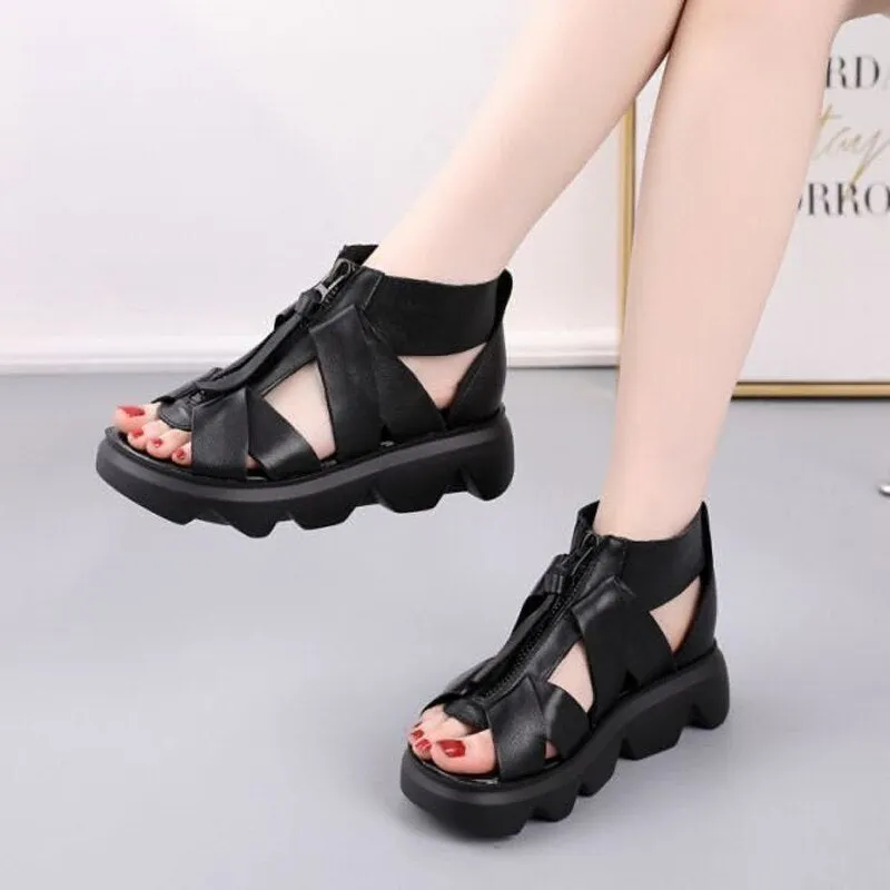2022 Summer New Women Sandals Platform Shoes Wedge Low Heels Women Mujer Pumps Peep Toe Woman Chaussures Femme Sandalias Shoes