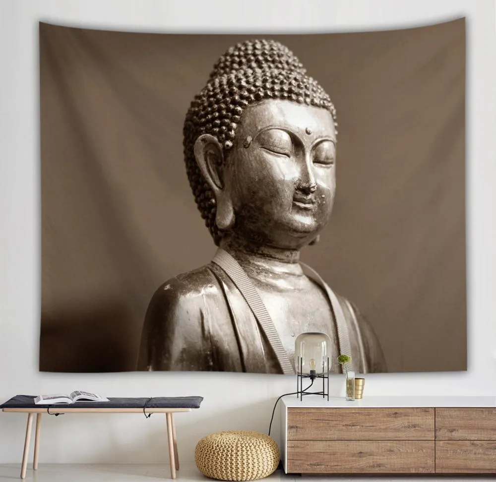 Buddha Statue Tapestry Twin Hippie Wall Hanging Bedspread Throw Cover Bohemian Beach Mat Table Cloths Home Art Decor Blanket