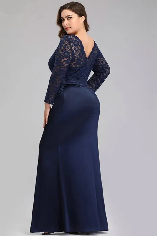 blue plus size evening dresses Ink Blue Plus Size Satin Corset Dress With Exposed Boning And Beading main image 1
