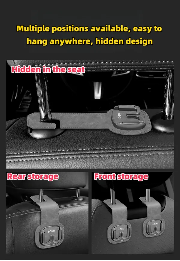 Car Seat Back Hidden Suede Hook