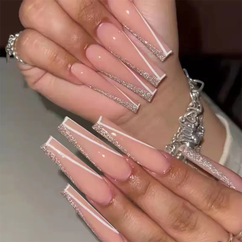 Churchf Churchf Fake Nail Long Ballet Wear Armor Shiny Fragments Net Red Nail Free Nail Piece New Wear Armor
