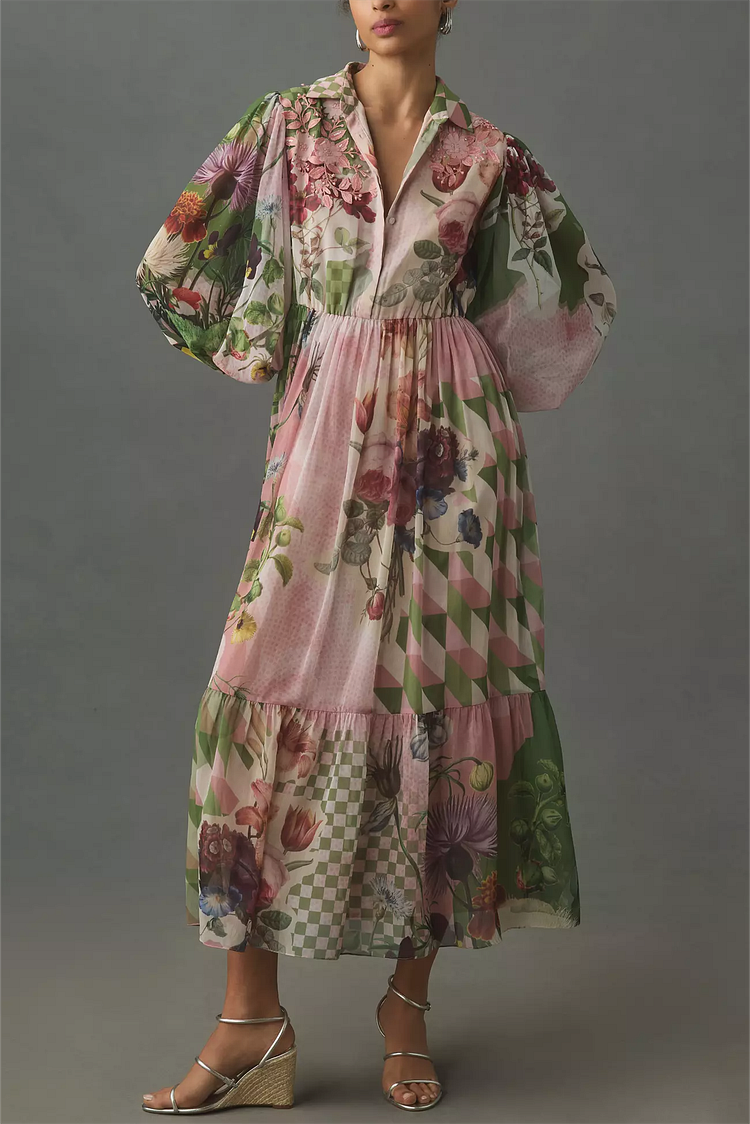 Pankaj & Nidhi Long-Sleeve Maxi Dress