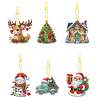 (US Local)6PCS  Christmas DIY Diamond Painting Keychain Diamond Art Kits Keyrings