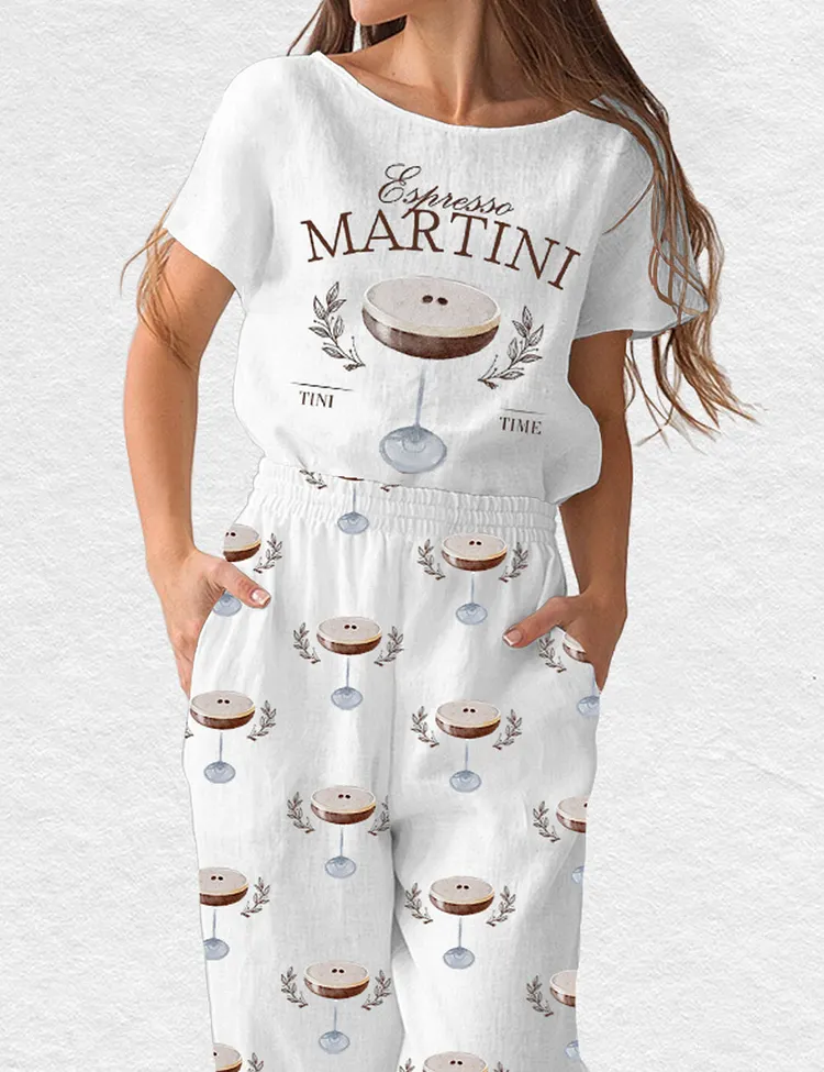 Women's Martini Art Print Pajama Set