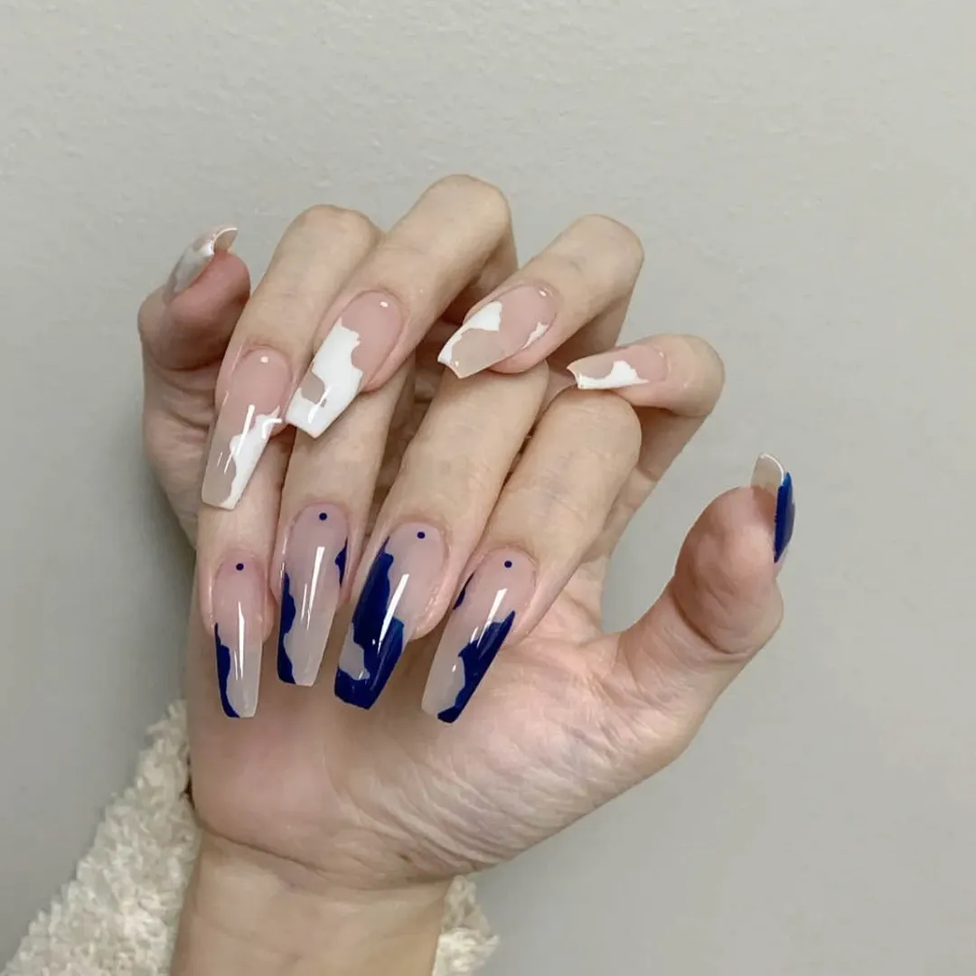 24pcs Butterfly Nail Patch Glue Type Removable Long Paragraph Fashion Manicure Wearable False Nails Patch With Glue Fake Nails-Nail Inspo
