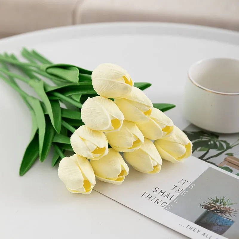10PCS Tulip Artificial Flowers Real Touch Party Valentine's Day Artificial Bouquet Garden Home Wedding Decoration Fack Flower