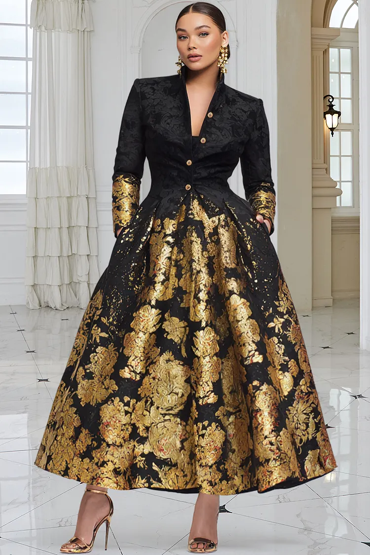 slim fit dress slacks La Femme One-Sleeve Long Metallic Plus-Size Prom Dress White/Gold / 18w main image 0
