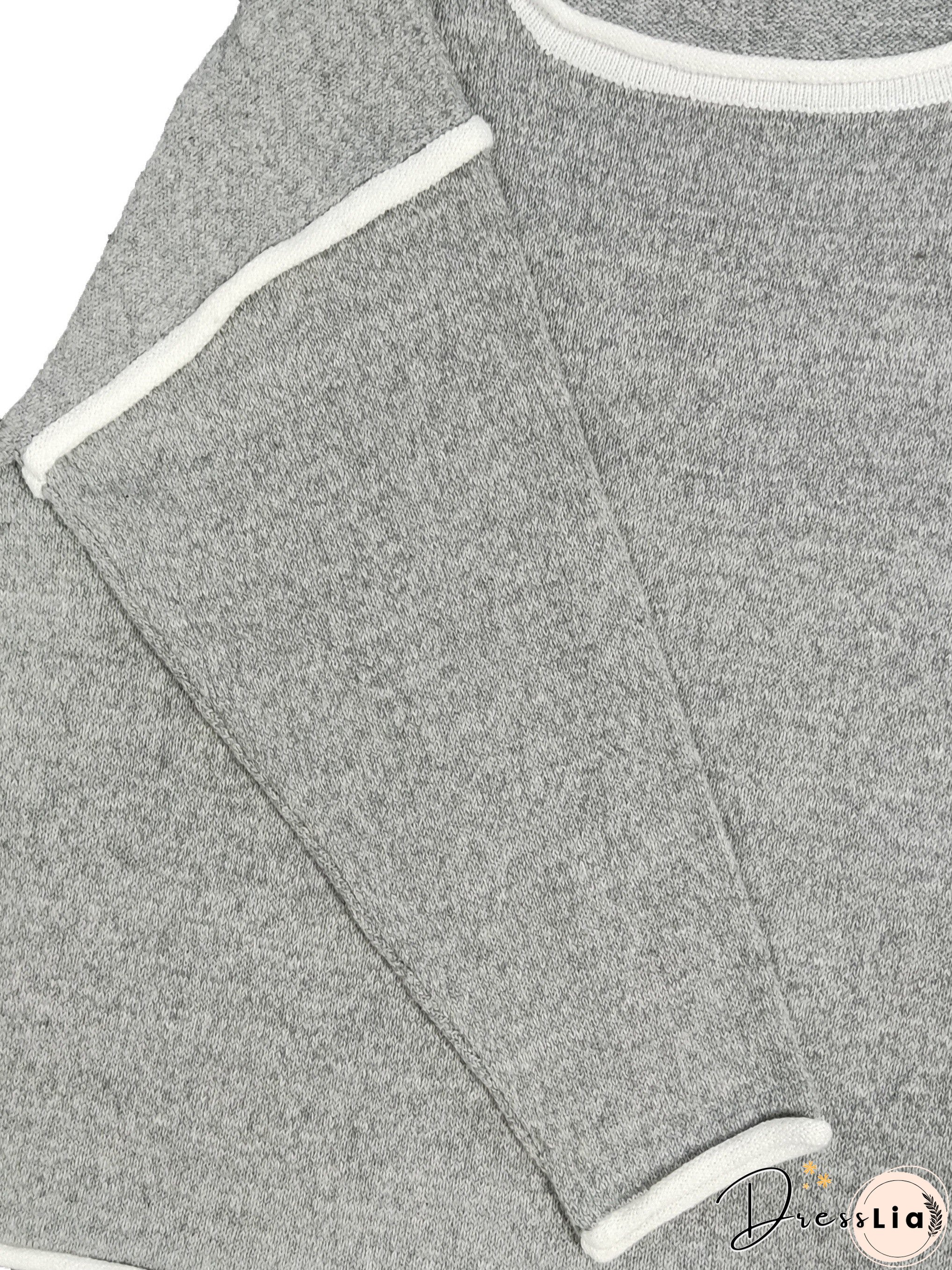 Plus Size Casual Sweater, Women's Plus Solid Long Sleeve Round Neck Slight Stretch Loose Sweater