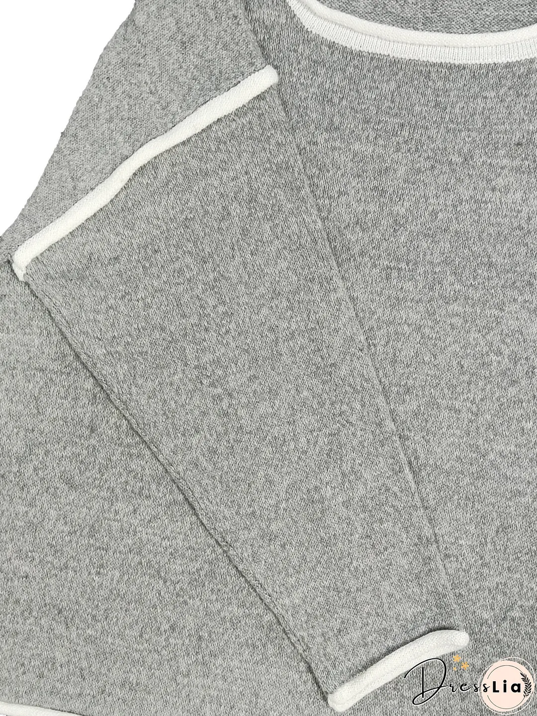 Plus Size Casual Sweater, Women's Plus Solid Long Sleeve Round Neck Slight Stretch Loose Sweater