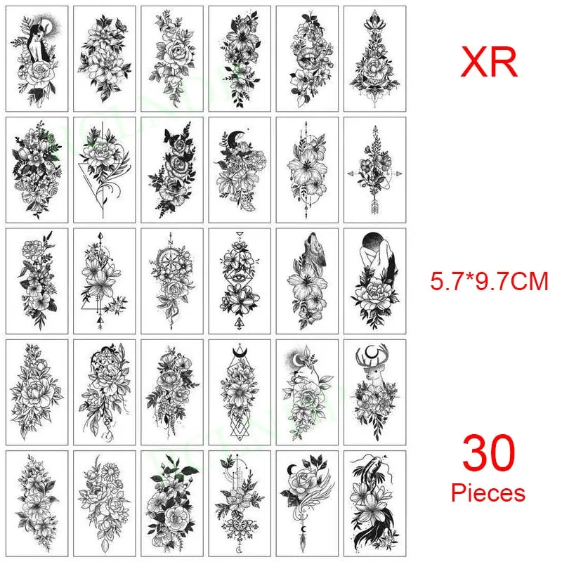 56 Pcs Waterproof Temporary Tattoo Stickers set English Russian wild Element Body Art Flash Tatto Fake Tatoo for Men and Women
