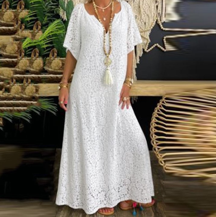 V-neck Lace Maxi Dress