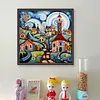 Colorful Houses - 14CT Stamped Cross Stitch - 40*40cm