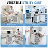 [US Local Warehouse] Medical Cart with 3 Drawers & 4 Wheels & 1 Top Tray Rolling Cart 66 LBS Load Salon Trolley for Hospital Office Bedroom Clinic