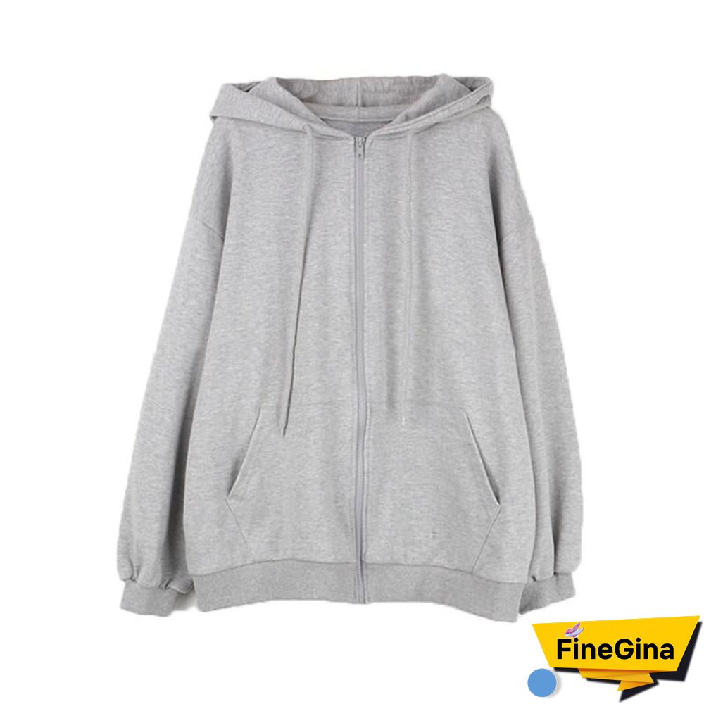 Spring Autumn Women Harajuku Zip Up Hoodies Oversized Loose Korean Version Sweatshirts Cute Kawaii Pocket Jacket Clothing Casual