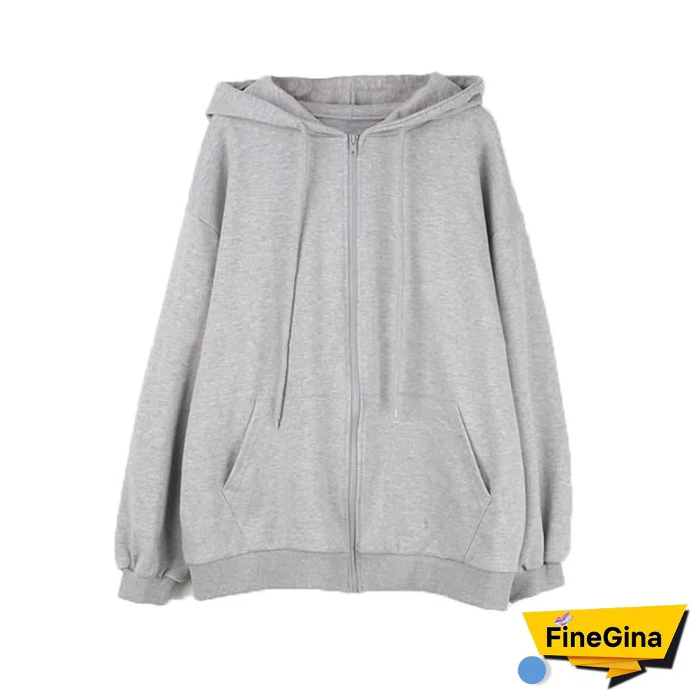 Spring Autumn Women Harajuku Zip Up Hoodies Oversized Loose Korean Version Sweatshirts Cute Kawaii Pocket Jacket Clothing Casual