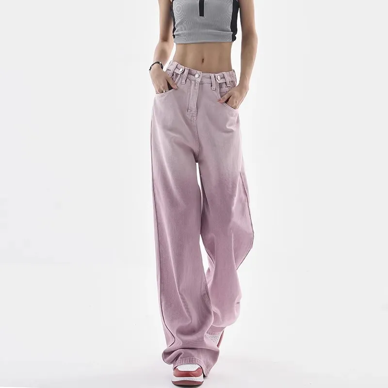 Nigikala Nigikala Purple Jeans Female 2023 New Design Sense Niche Summer High Waist Loose Show Thin Wide Leg Pants