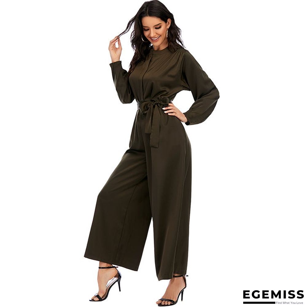 Fashion Jumpsuit Solid Color Waist Temperament Wide-leg Pants | EGEMISS