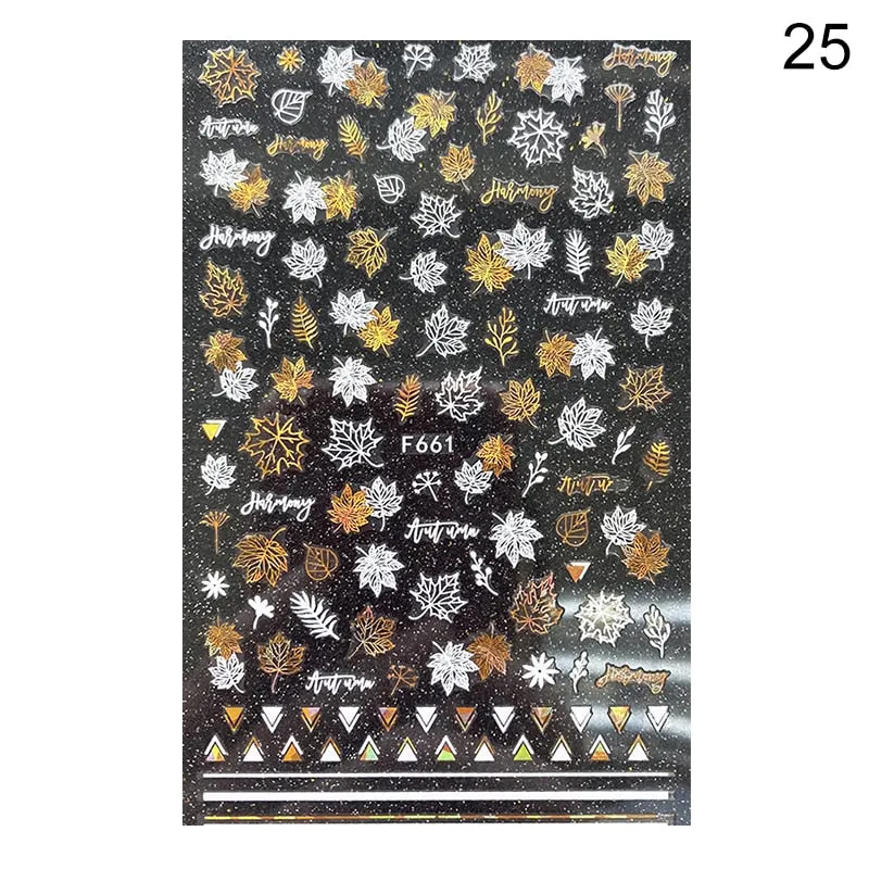 1 Sheet Leaves Geometry 3D Nail Art Stickers Sliders Mandala Flowers Leaf Adhesive Nail Decals Foil Decoration Manicuring Wrap