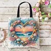 Heart-Shaped Beach Scenery-11CT DIY Stamped Cross Stitch Shopping Bag 40*40cm