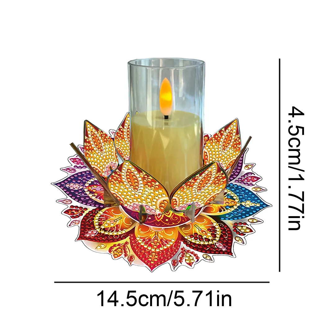 Mandala Lotus-H Acrylic DIY Diamond Painting Candle Holders Without Candles Crystal Painting Tealight Candle Stand Table Centerpiece for Adults Beginners Home Party Decor