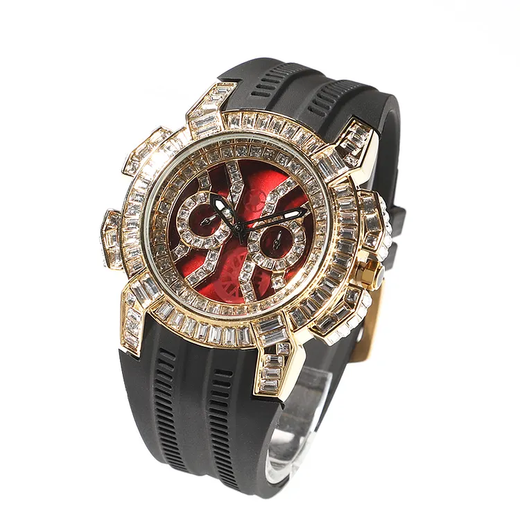 Iced Hip Hop Round Quartz Pointer Watches For Men