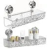 Glacier Pattern Transparent Shower Storage Rack Punch-Free Suction Cup Shelf