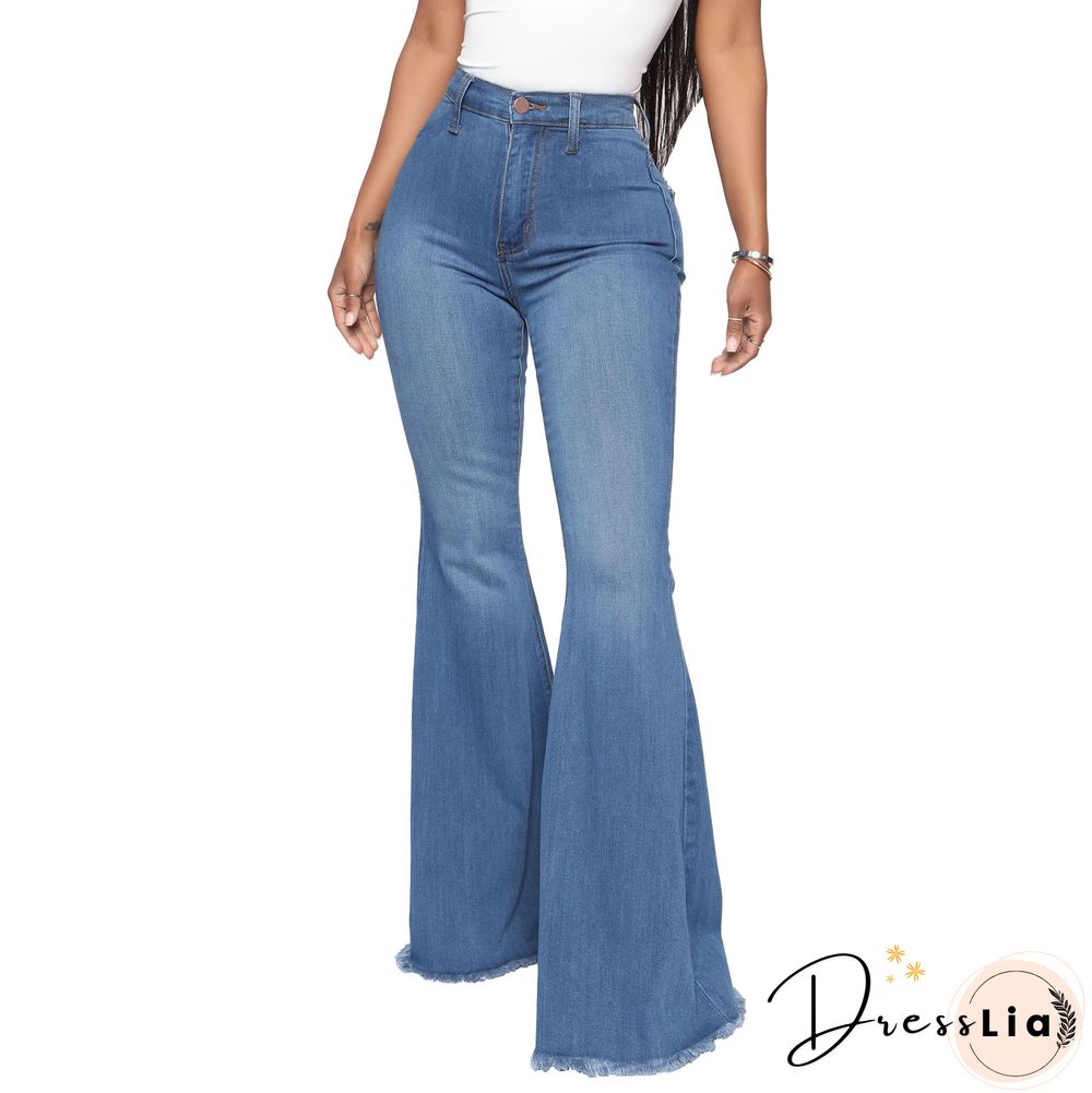 High Waist Stretch Plus Size Flare Jeans Pants