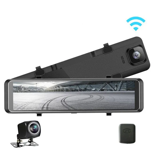 Garlaven 4K Dual Dash Cam 12" Mirror GPS Full Touch Screen Car Recorder