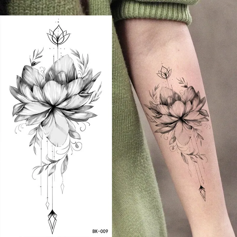 Sdrawing Tattoos New Flash Waterproof Temporary Tattoo Sticker Lip Print Flowers Butterfly Body Art Arm Fake Sleeve Tatoo for Women