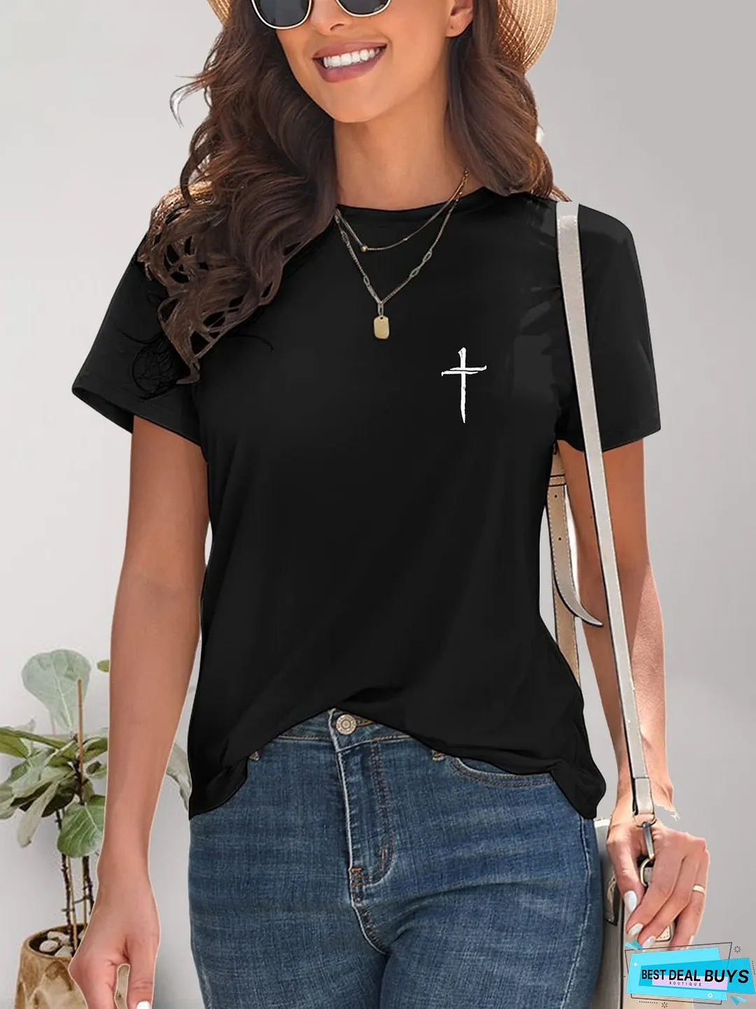 Cross Graphic Round Neck T-Shirt