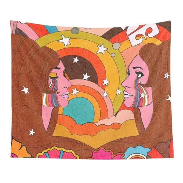 Colorful Wall Tapestry Hanging Rainbow Decor for Girls Dorm Roon Decoration INS Trippy Tapestry Psychedelic Wall Prints