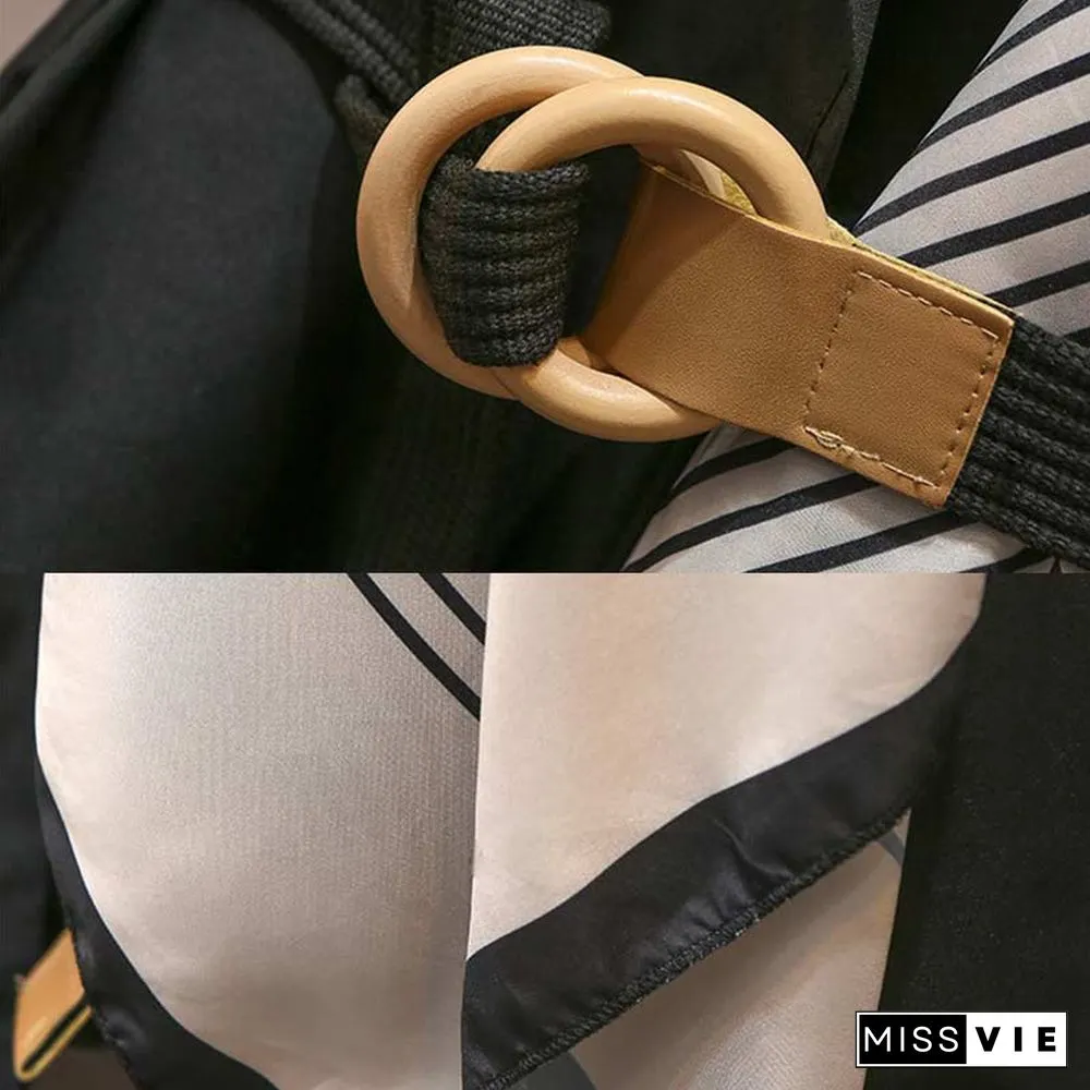 Lapel Collar Adjustable Belted Coat