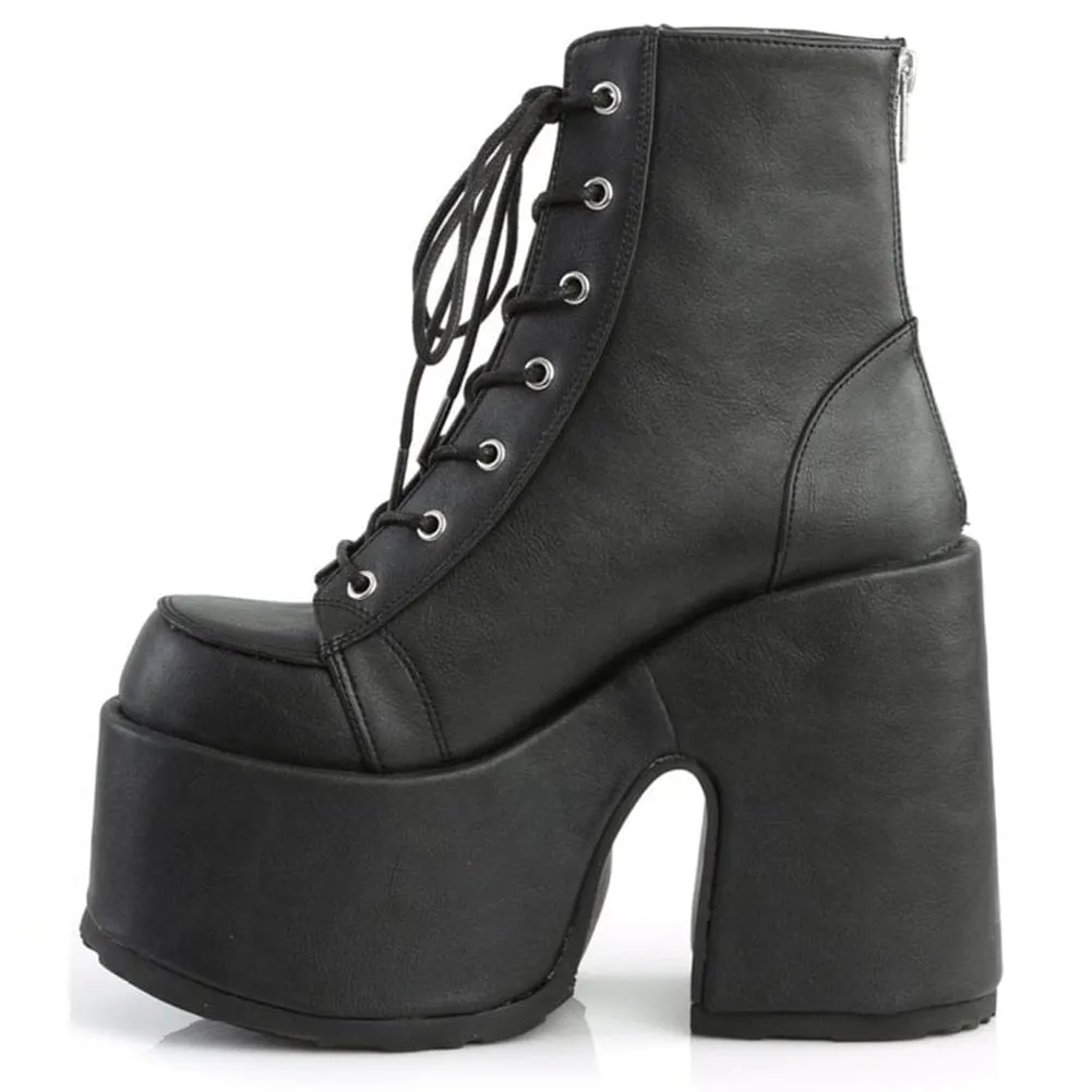 BONJOMARISA Brand Big Size 43 Round Toe Punk Cool Goth Chunky Lace Up Women's Boots Platform High Heeled Platform Autumn Shoes