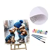 (US Local)Paint By Numbers Kit On Canvas DIY Oil Art Boy Dog Picture Home Decor40x40cm