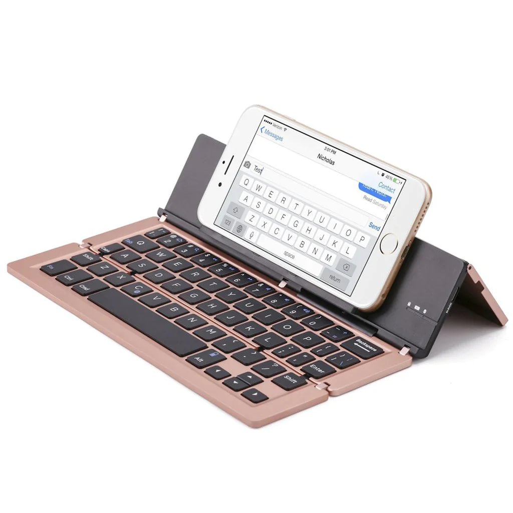 Three Fold Mobile Tablet Aluminum Alloy Bluetooth Keyboard
