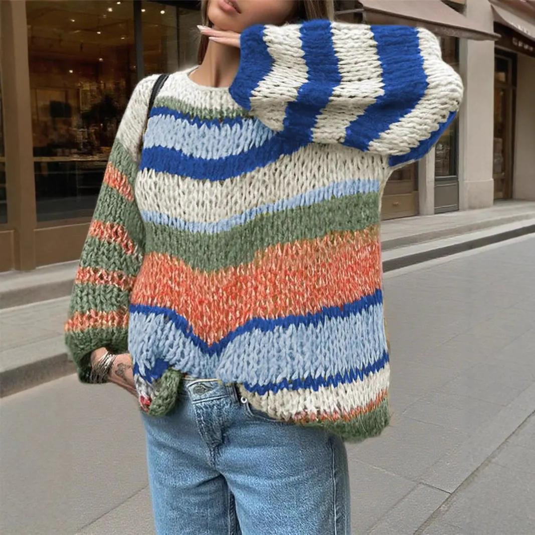 Athvotar Athvotar Autumn And Winter New V Collar Wear Loose Lazy Breeze Knitted Sweater Skirt