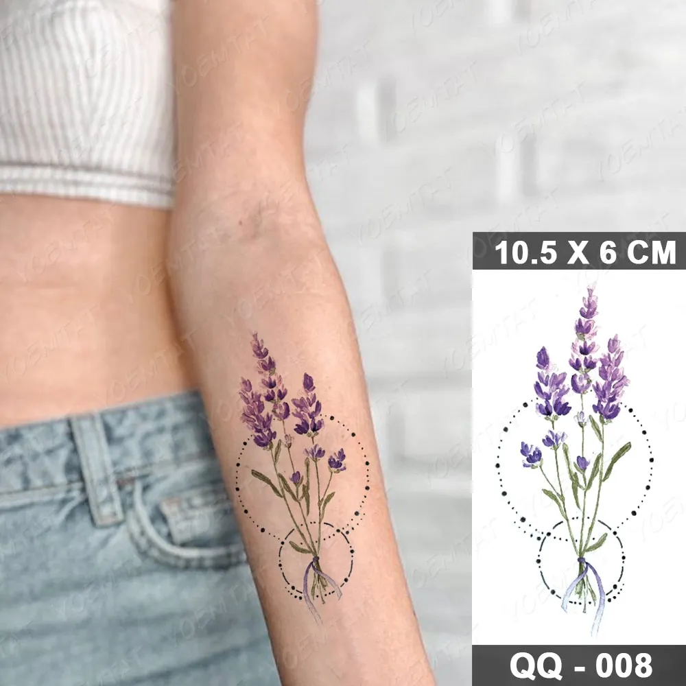 Waterproof Temporary Tattoo Sticker Small Lines Flowers Flash Tatoo Geometry Hand Arm Wrist Fake Tatto For Body Art Women Child