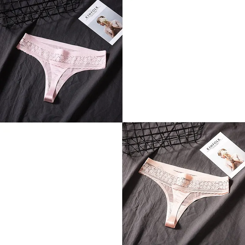 2 Pcs Sexy Seamless Underwear For Woman Female Lace Thong Women Sexy Lingerie Panties Woman G-string Women's Thong New BANNIROU