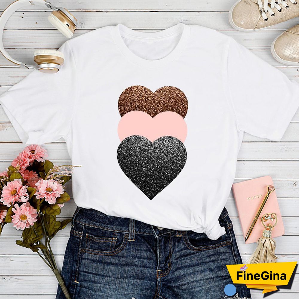 T-shirts Women Love Geometric Trend Style 90s Spring Summer Tshirt Top Lady Print Clothes Graphic Female Tee T-Shirt