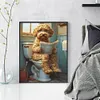 (Stamped/Counted) Dog Sitting Toilet-11CT Cross Stitch 40*50cm
