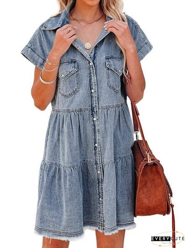 Drop Shoulder Denim Dress